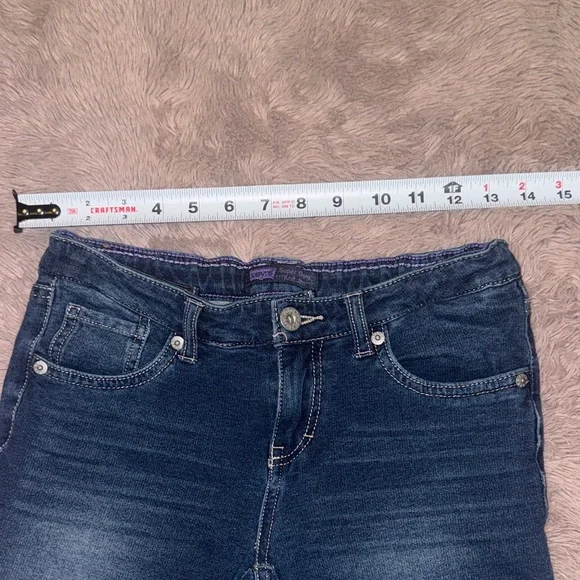 Levi's Classic Indigo Jeans Dark Blue Denim Super Skinny Knit Jean sz 14 Regular - Picture 13 of 14